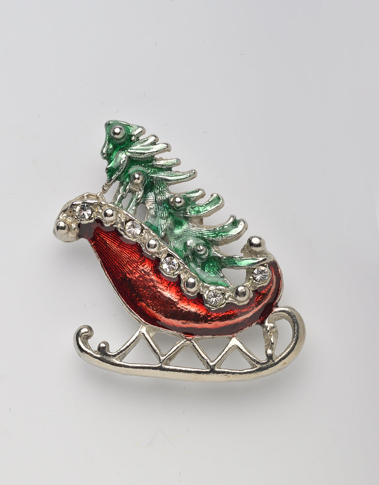 Weihnachtsbrosche Santas Schlitten 4cm