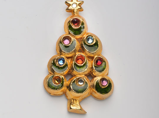 Christbaumbrosche Vintagestyle emailliert mit Strass 4,5cm