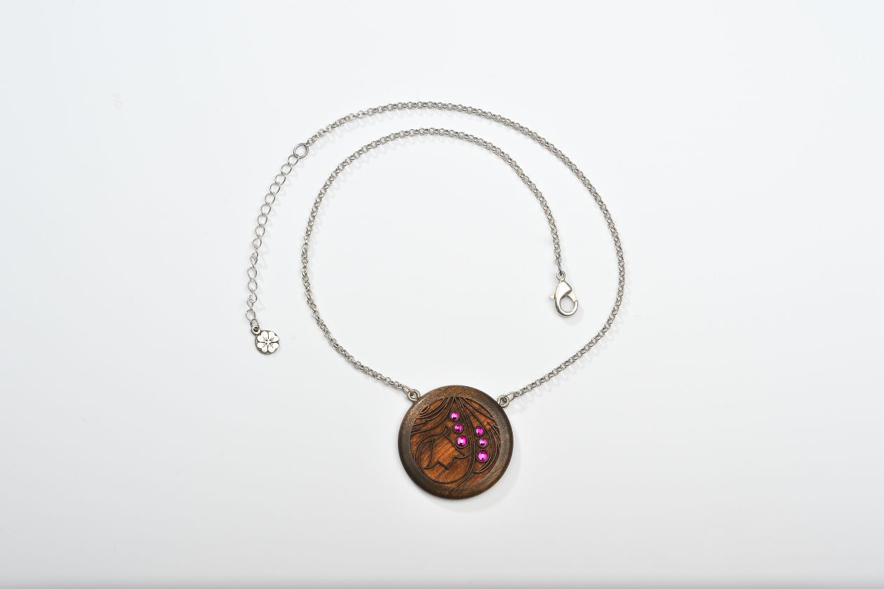 Pure Holzrondellkette mit Strass