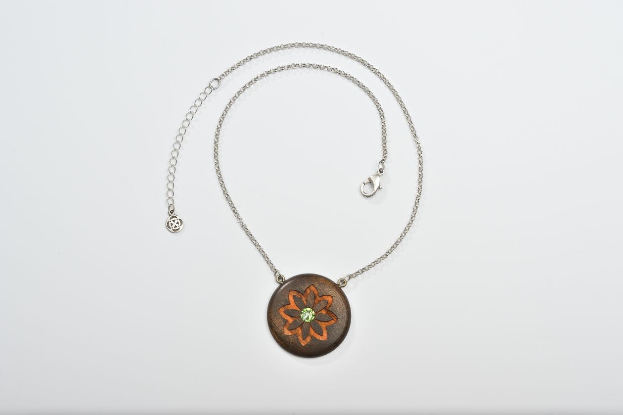 Pure-Holzrondellkette mit Strass