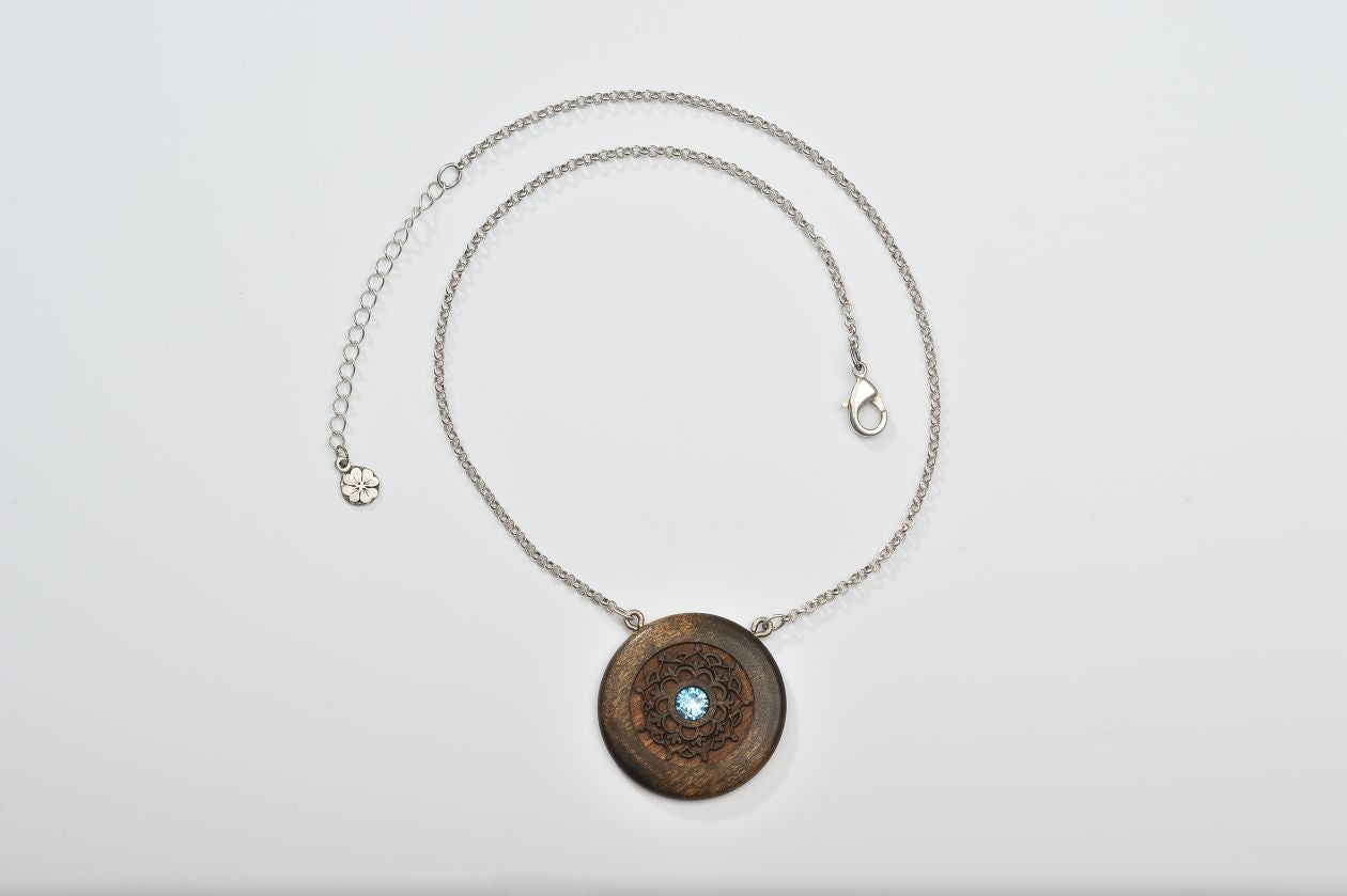 Pure-Holzrondellkette mit Strass
