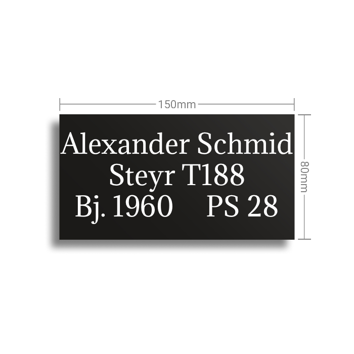 Kunststoffschild 150x80x1,6mm