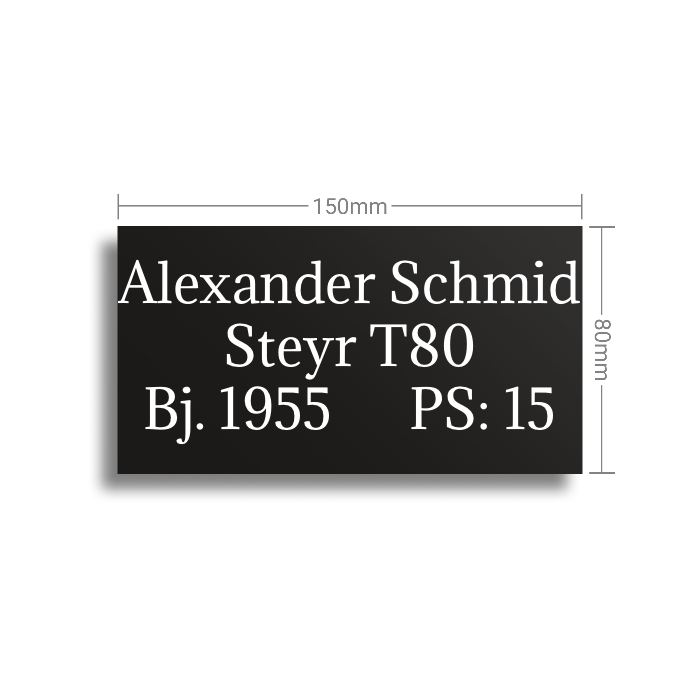 Kunststoffschild 150x80x1,6mm